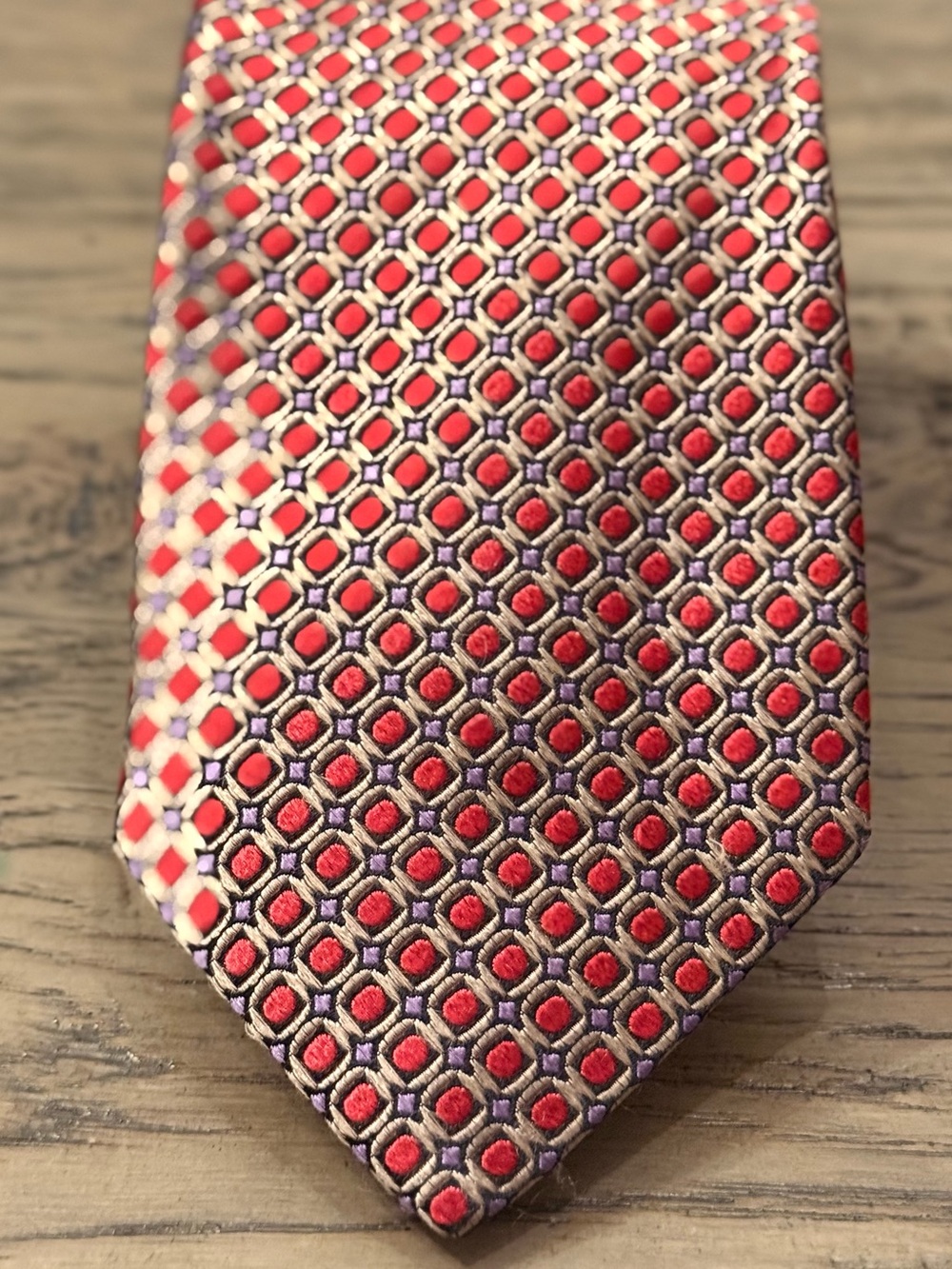 Robert Talbott Red and Gold Geometric Silk Tie